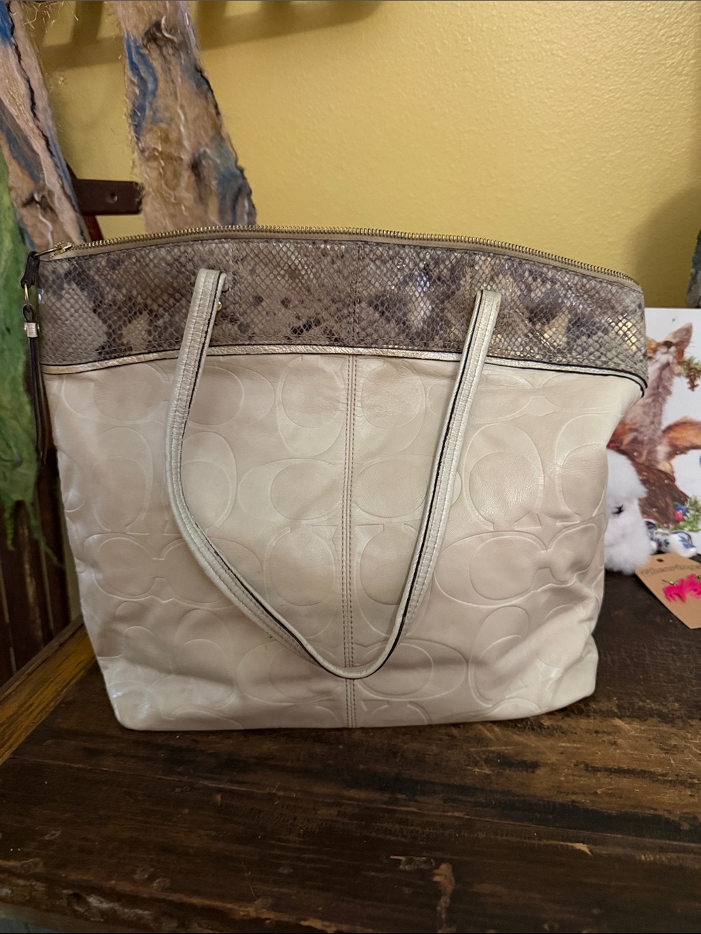 Coach Laura Embossed Exotic Tote
